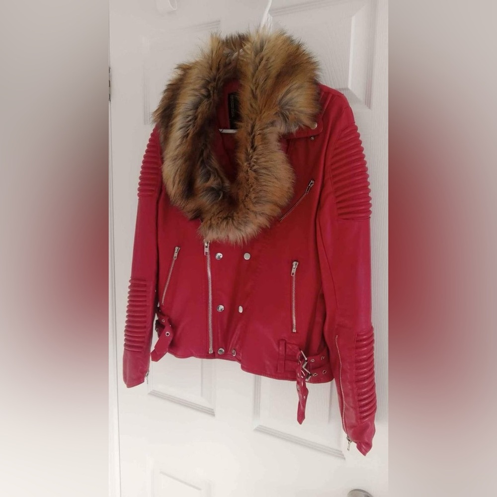 Robert Phillipe Womens Red Leather Jacket